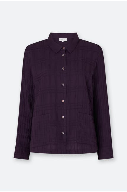 Sahara Soft Cotton Pintuck Shirt Aubergine