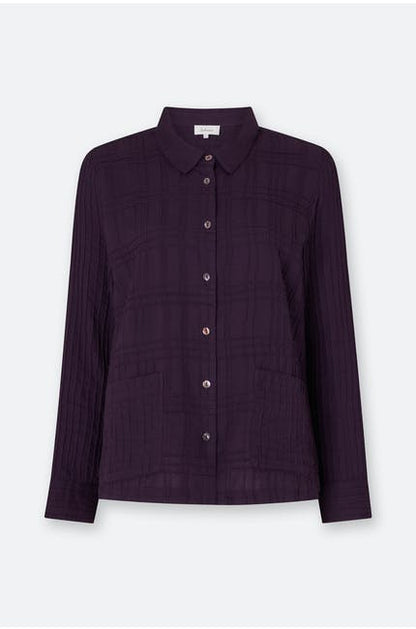 Sahara Soft Cotton Pintuck Shirt Aubergine