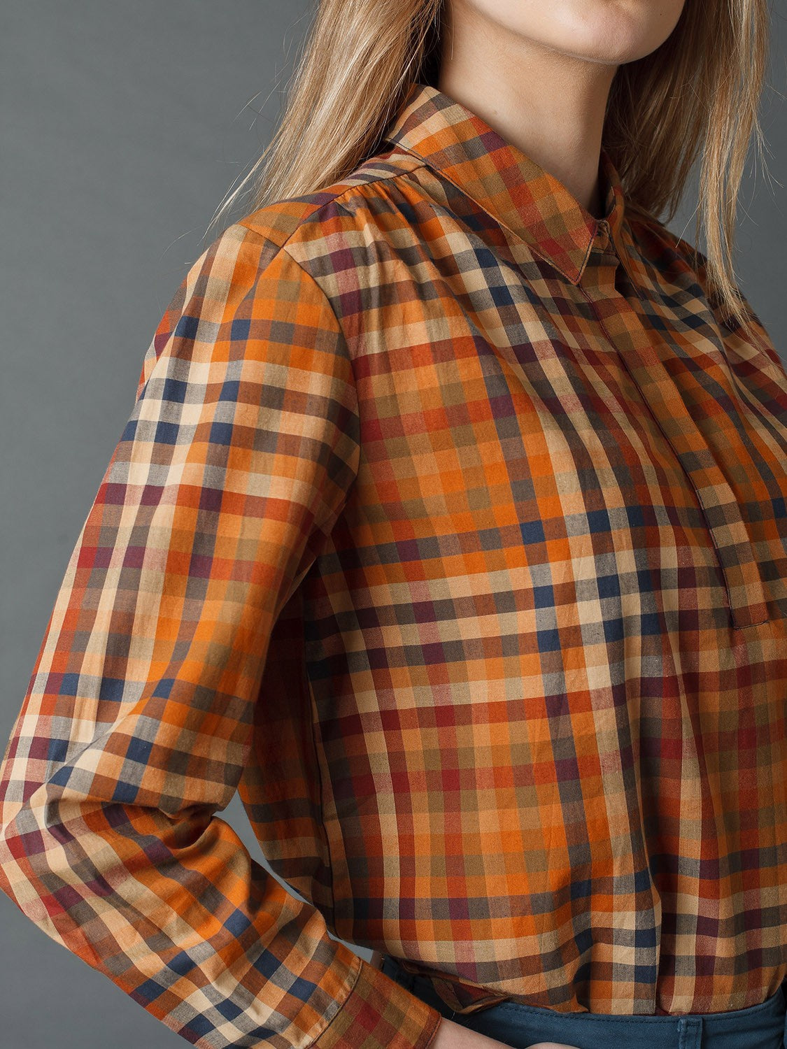 Indi & Cold Plaid Shirt Orange