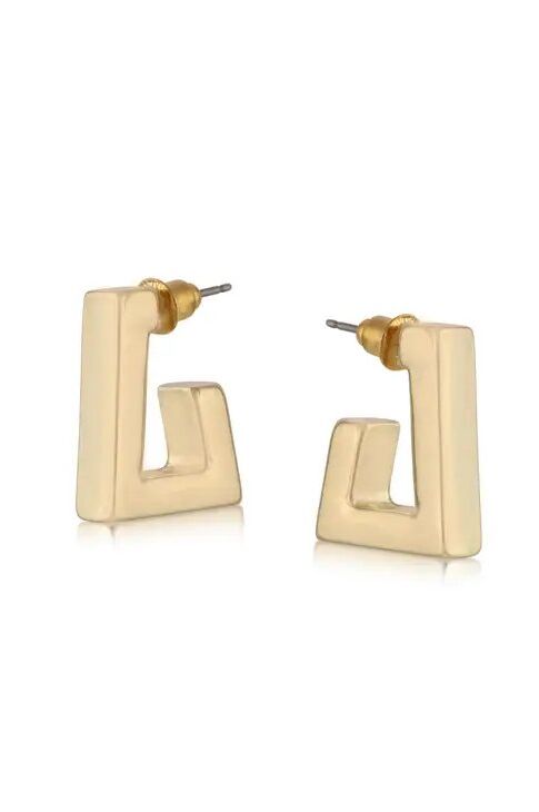 Big Metal Jewellery Ariana Metal Square Earrings Gold