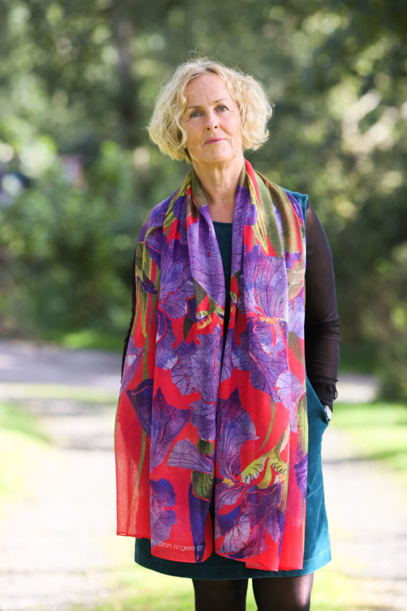 Mary Ann Rogers Bearded Iris Scarf Purple