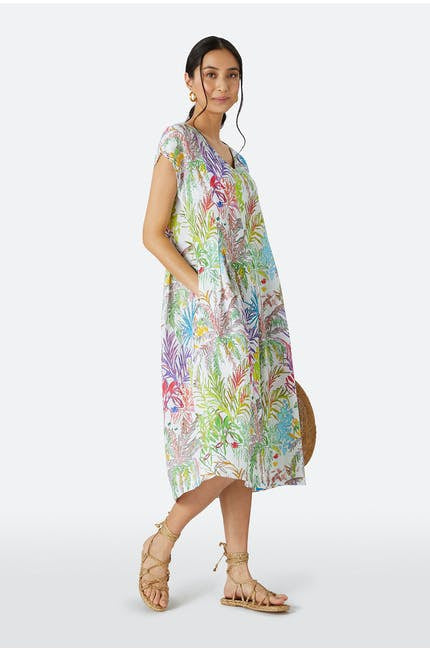 Sahara Chalk Jungle Linen Dress