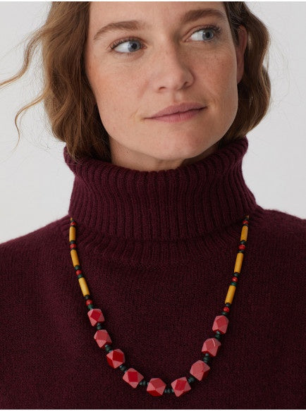 Nice Things Hexagon Bead Necklace Red