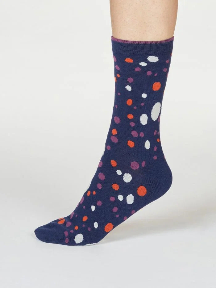 Thought Lucille Spot Socks Navy