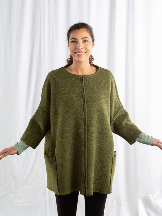 Cut Loose Boiled Wool Zip Jacket Jungle