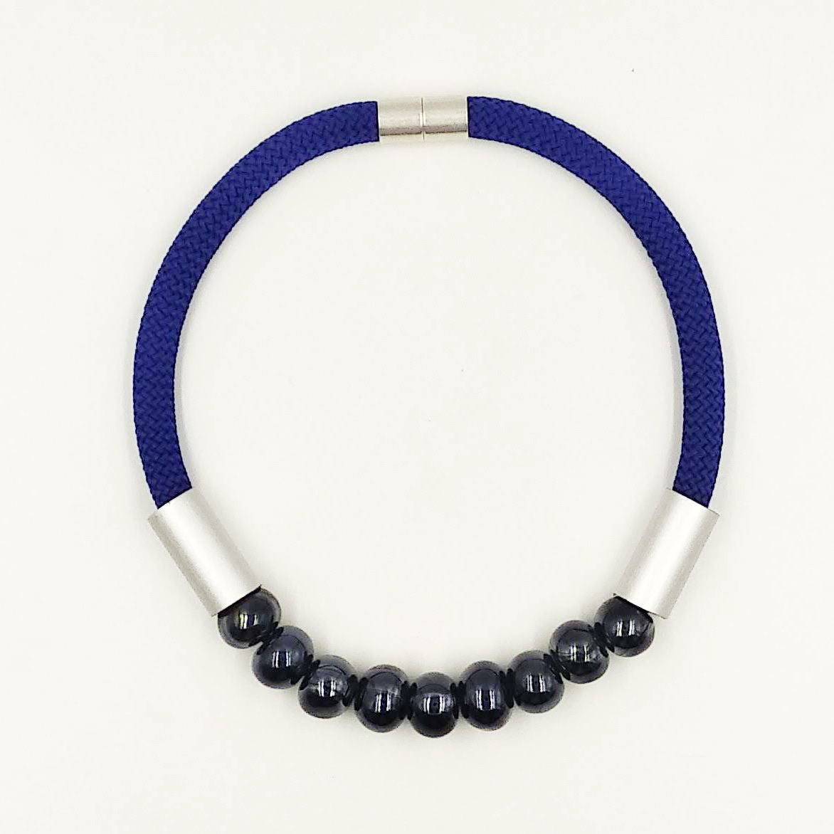 Christina Brampti Ceramic Bead Necklace Blue & Black