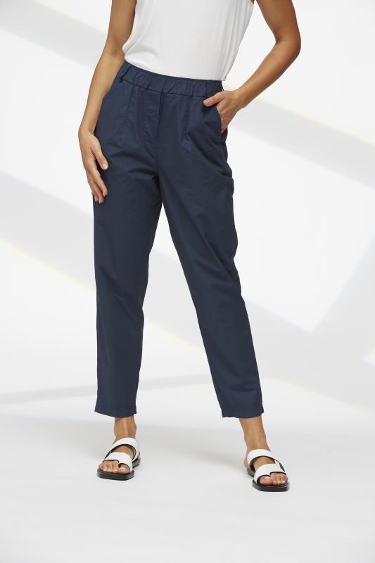 Yellow Label Cotton Pants Plain Deep Blue Blue