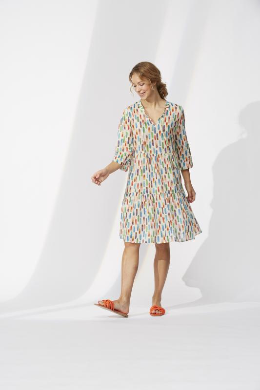 Yellow Label Multicolour Print Short Dress Blue