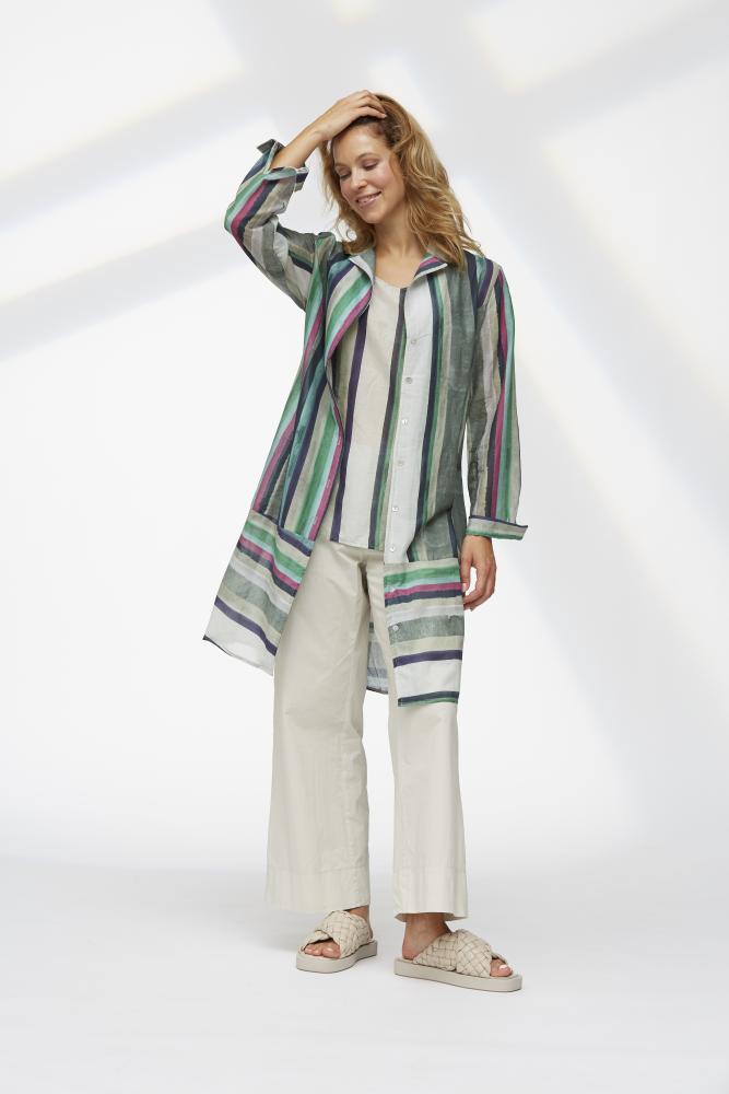 Yellow Label Multicolour Stripe Jacket Green