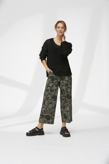 Yellow Label Abstract Square 7/8 Pants Khaki Green