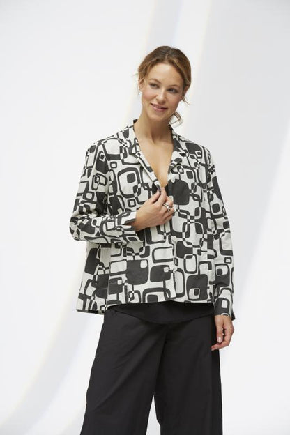 Yellow Label Abstract Square A-Line Jacket Pebble Beige
