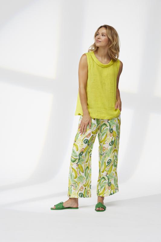 Yellow Label Linen Collar Top Lemon Yellow