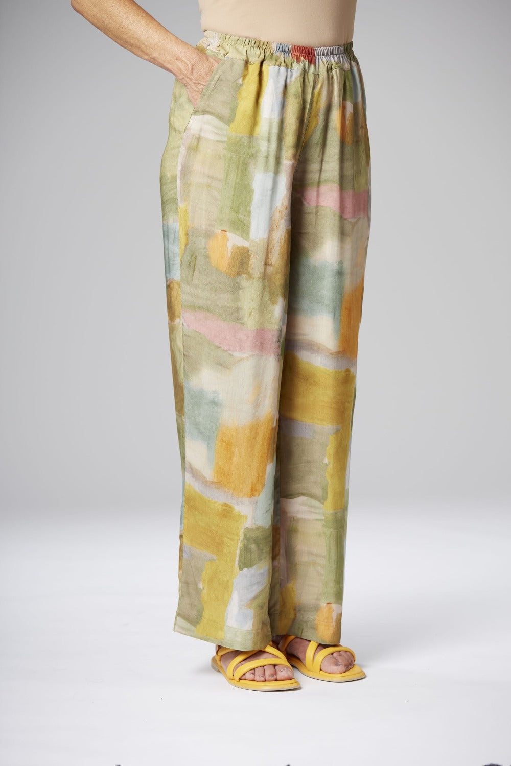 Yellow Label Printed Wide Pants Mandarine