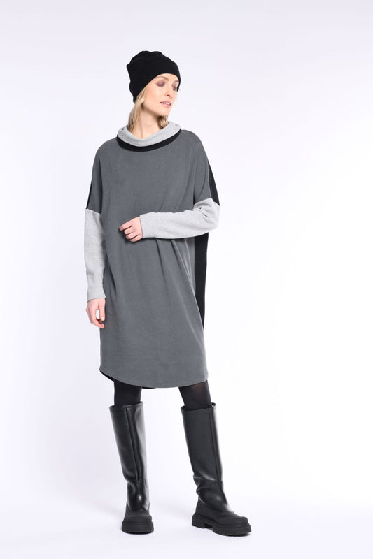 Simclan Tricolour Cotton Dress Grey Black Black