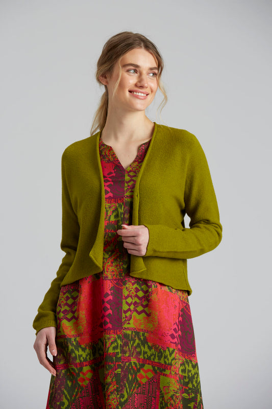 Yellow Label Edge To Edge Short Cardigan Kiwi Green