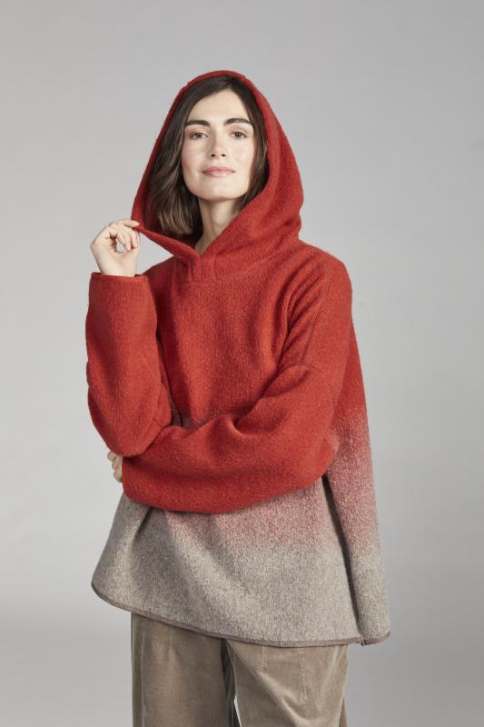 Vetono Gradient Hooded Sweater Cranberry Red