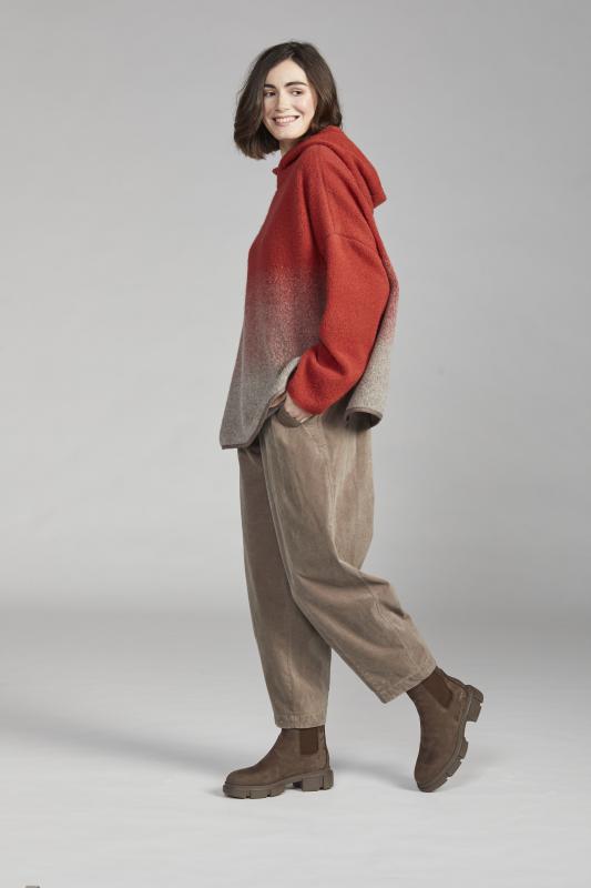 Vetono Gradient Hooded Sweater Cranberry Red