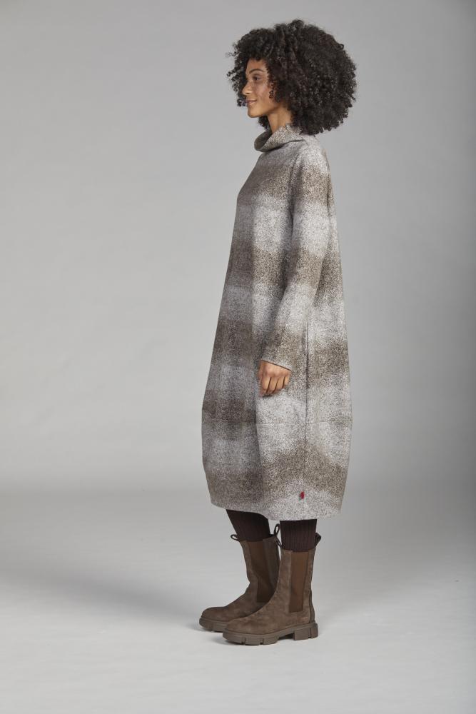 Vetono Soft Stripe Bubble Dress Truffle Brown