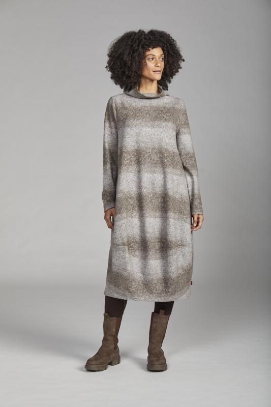 Vetono Soft Stripe Bubble Dress Truffle Brown