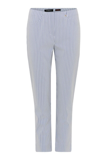 Robell Bella Seersucker Stripe Trousers Blue