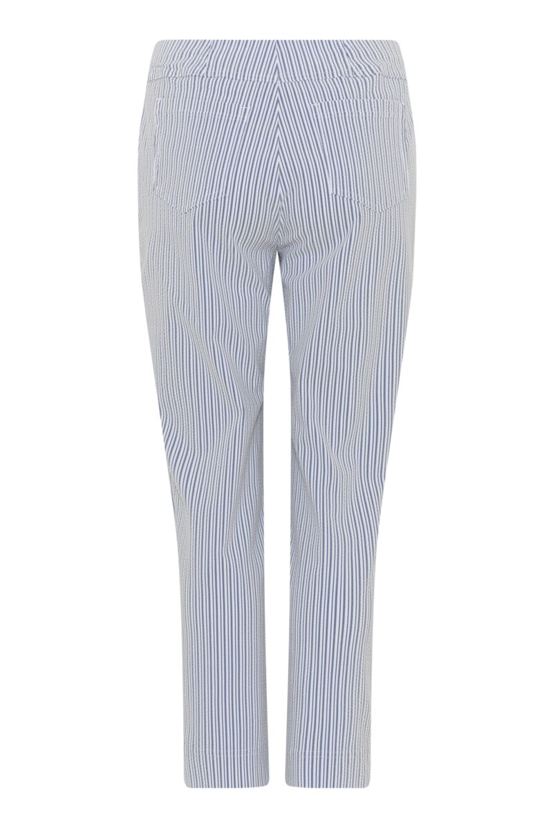 Robell Bella Seersucker Stripe Trousers Blue