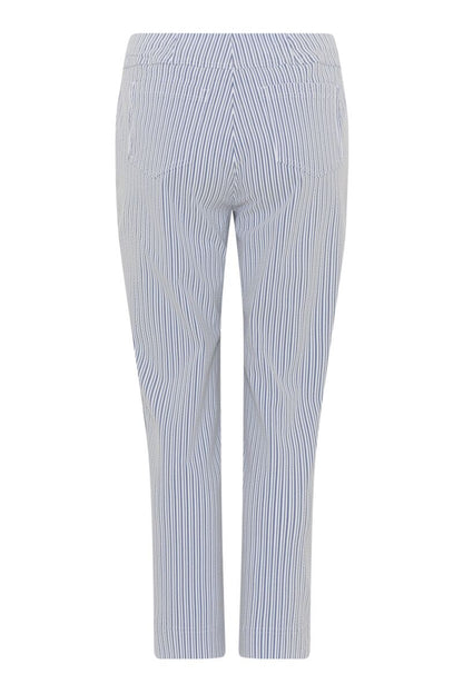 Robell Bella Seersucker Stripe Trousers Blue