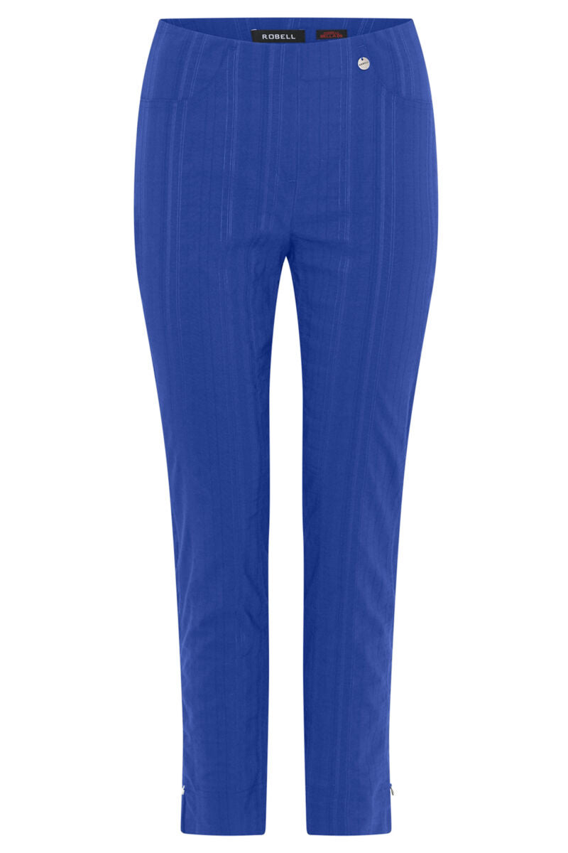 Robell Bella 09 68cm Seersucker Trousers Blue Blue