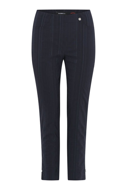 Robell Bella 09 Seersucker 68cm Trousers Navy