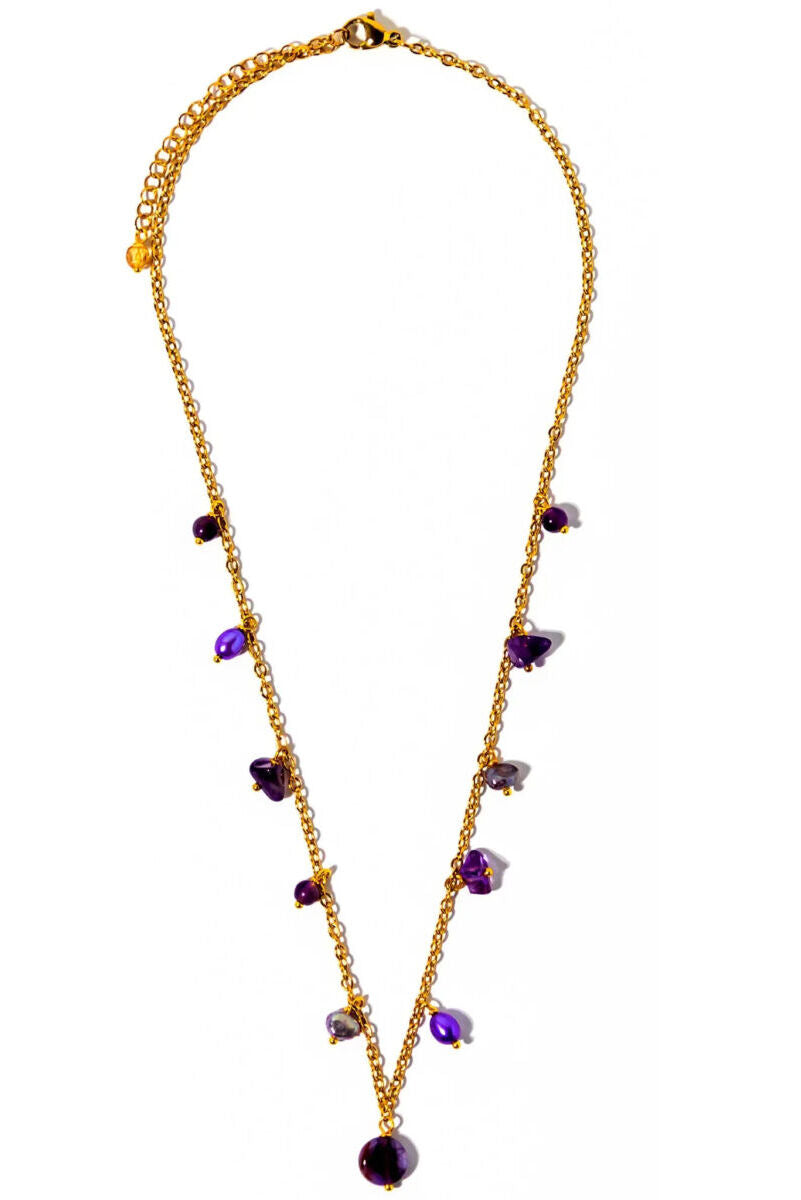 Lotus Feet Purple Pearl and Crystal Necklace