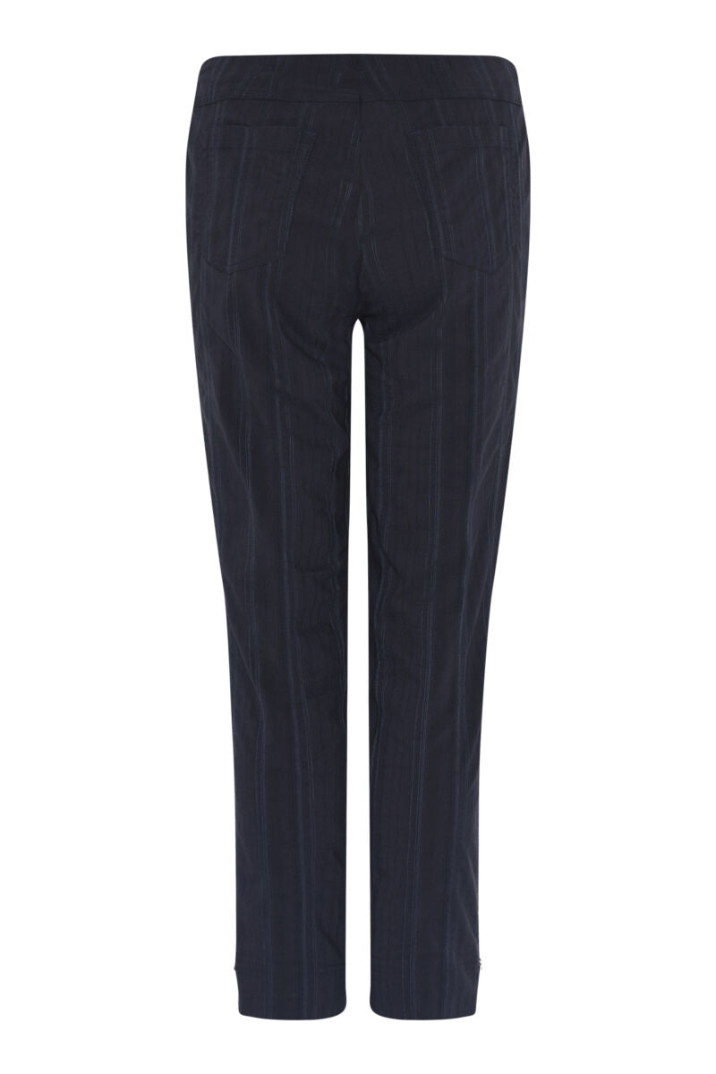 Robell Bella 09 68cm Seersucker Trousers Navy Blue