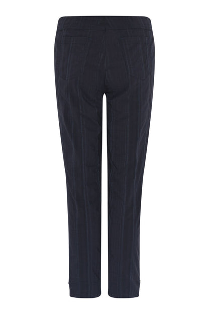 Robell Bella 09 68cm Seersucker Trousers Navy Blue