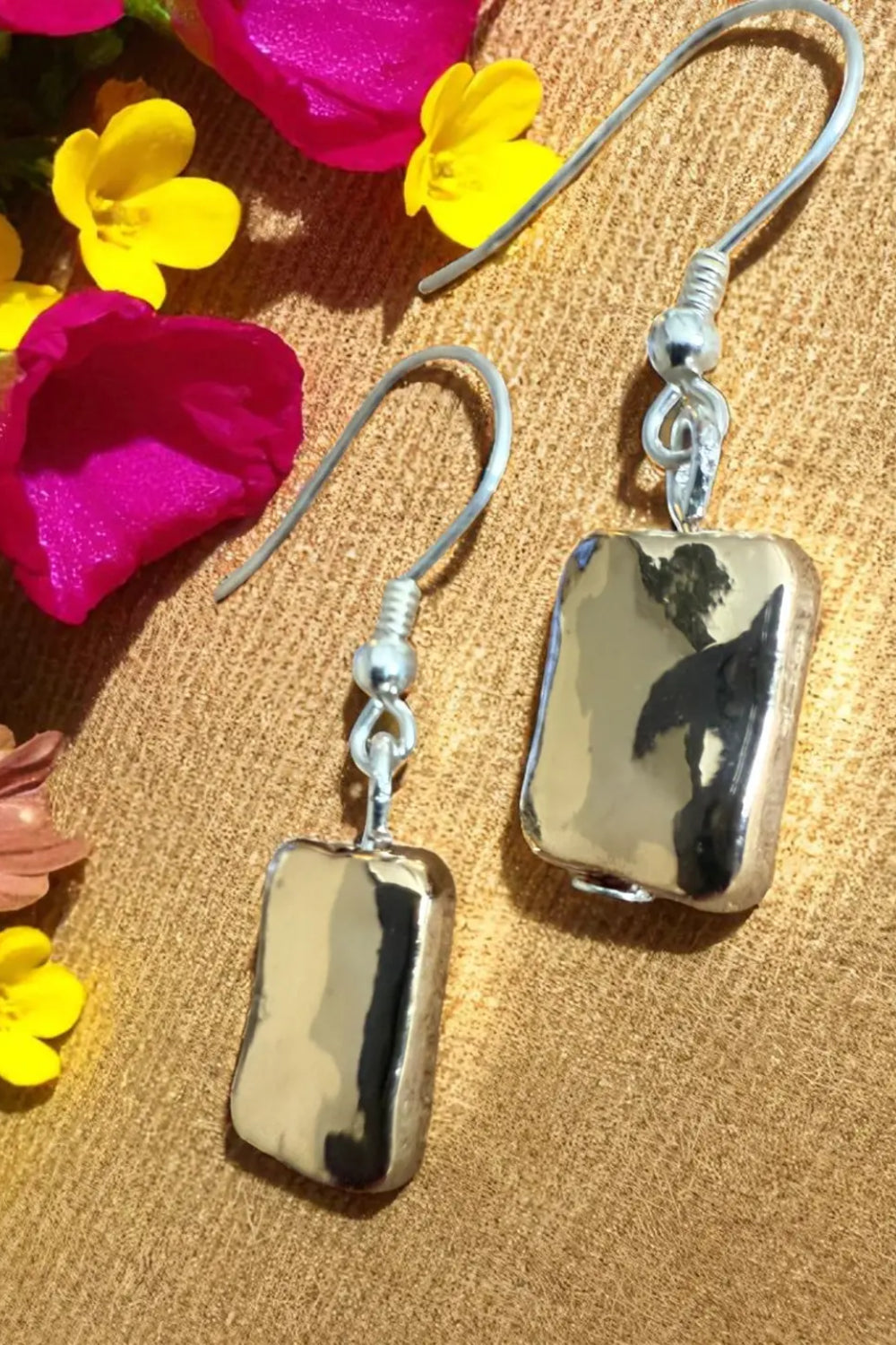 Block Bead Drop Earrings