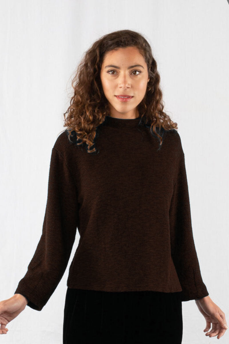 Cut Loose Mock Neck Top Chocolate