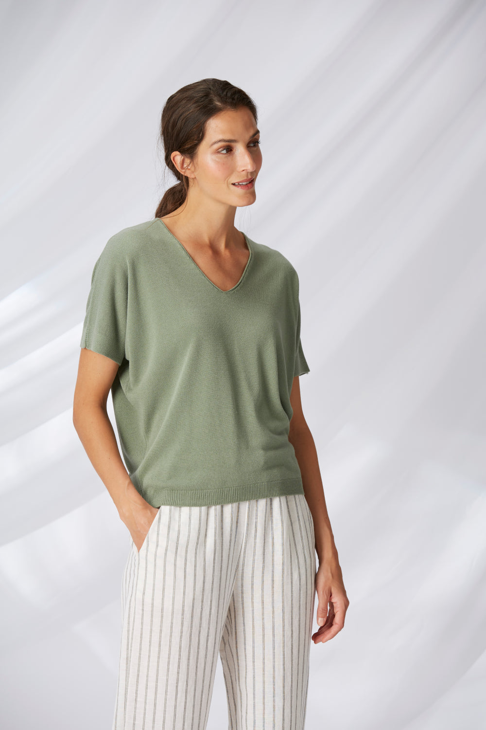 V-Neck Knitted Sweater Top