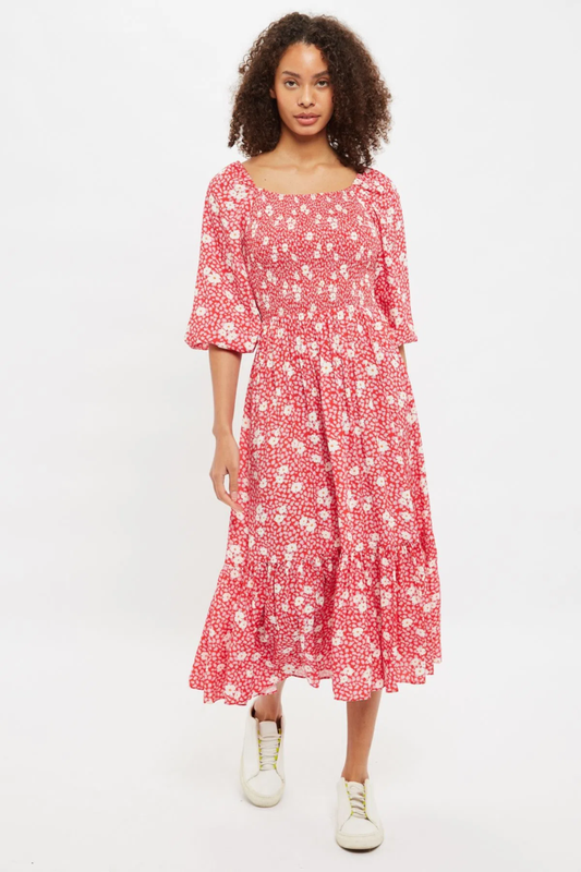 Louche Loe Roaring Daisy Midi Dress Pink