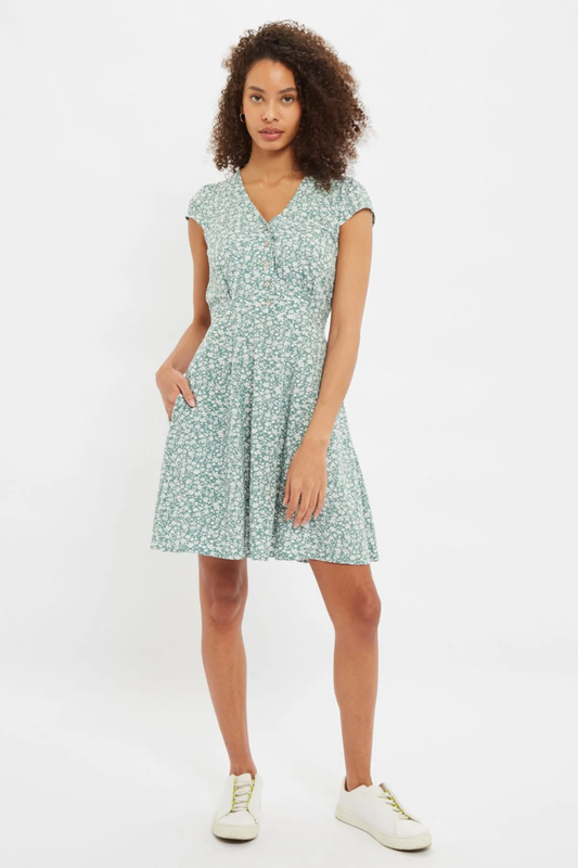 Louche Cathleen Blossom Tea Dress Green