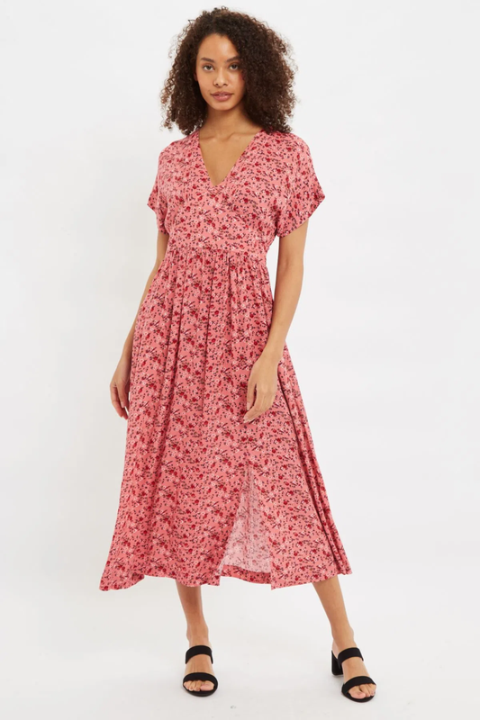 Louche Unity Wild Blossom Midi Dress Pink