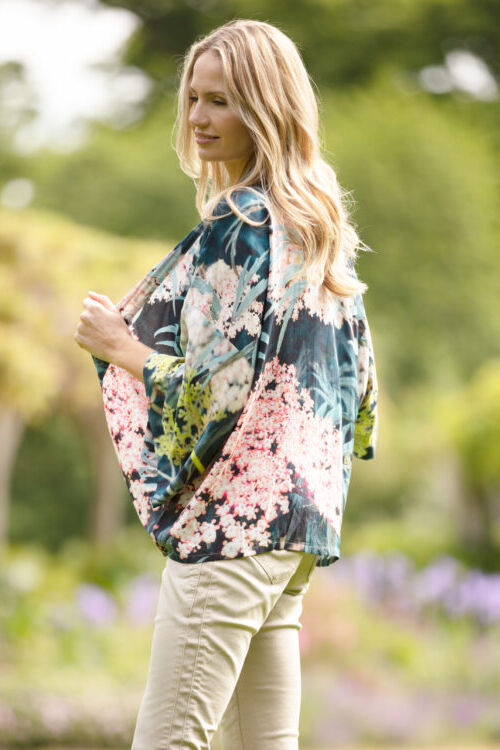 From My Mothers Garden Black Lace Kimono Willow Green