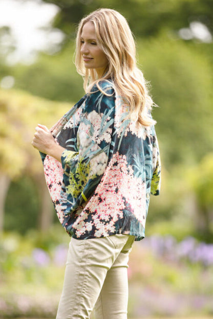 From My Mothers Garden Black Lace Kimono Willow Green