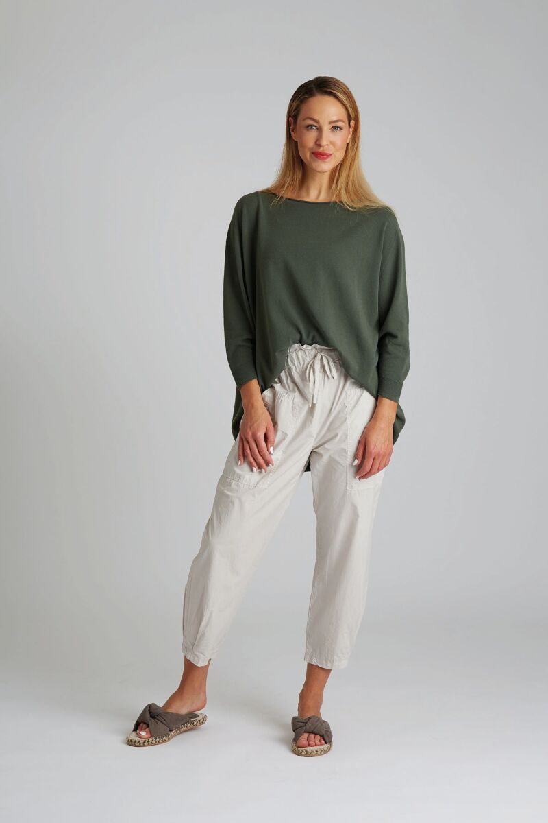 Yellow Label Paperbag Cotton Pants Pebble