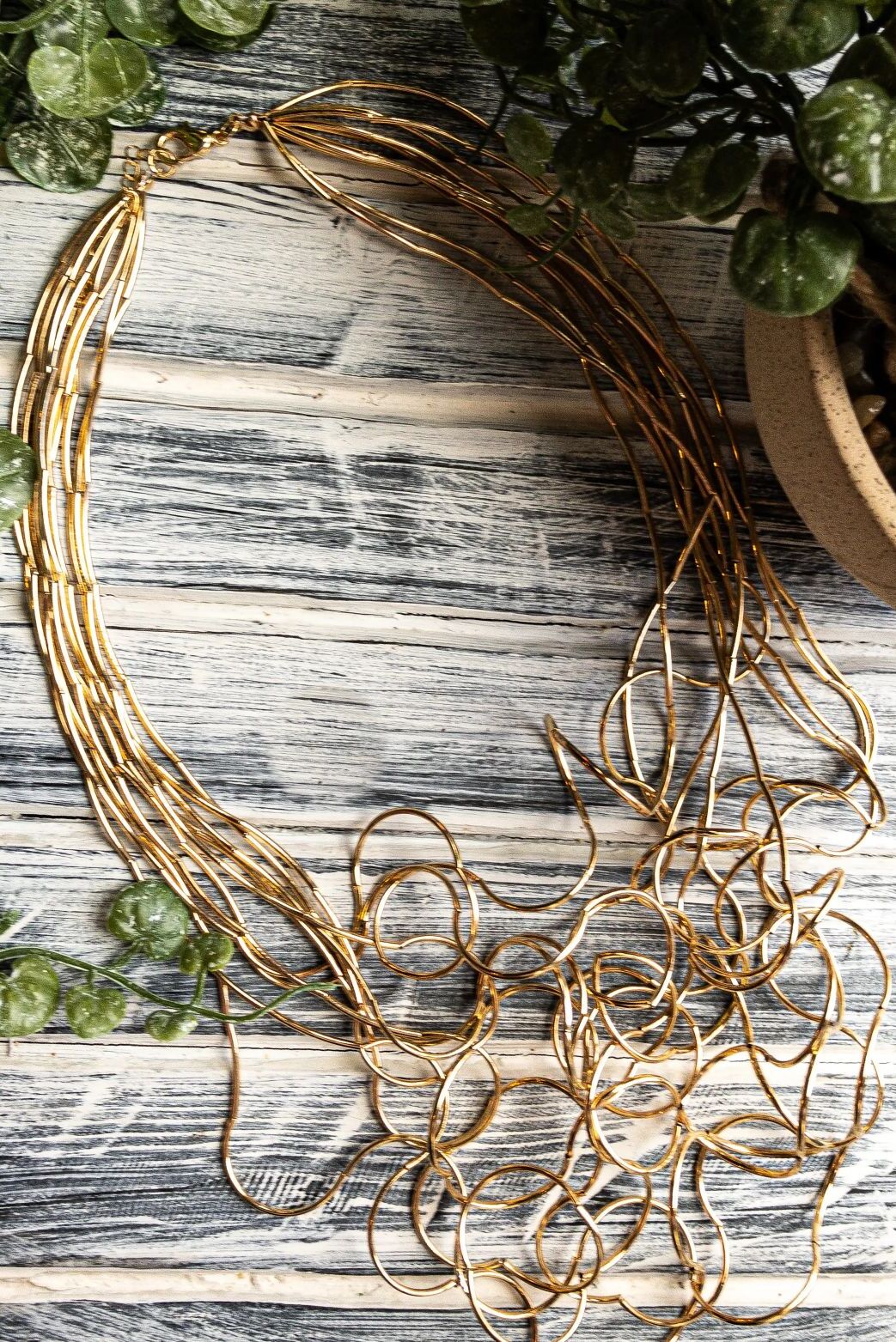 Jess & Lou Wow Statement Wire Necklace Gold