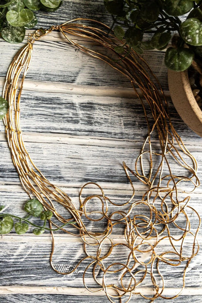 Jess & Lou Wow Statement Wire Necklace Gold