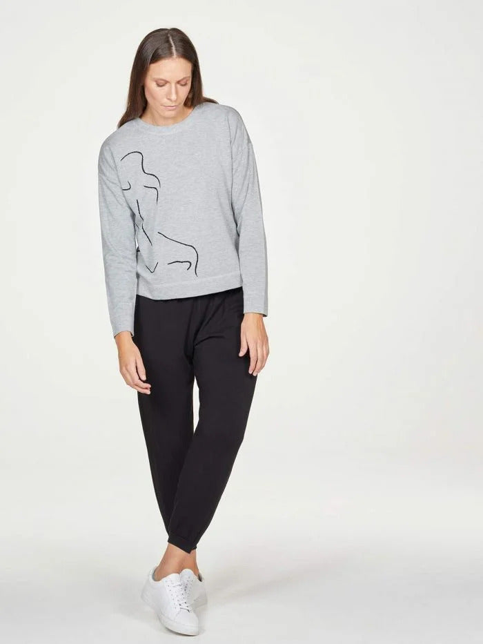 Thought Life Drawing Sweater Grey Marble