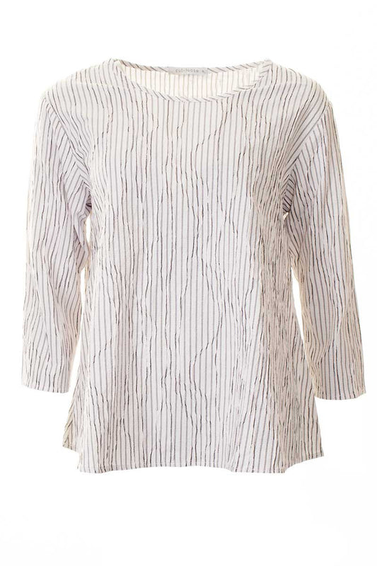 Cut Loose A-Line Top Crinkle Stripe White