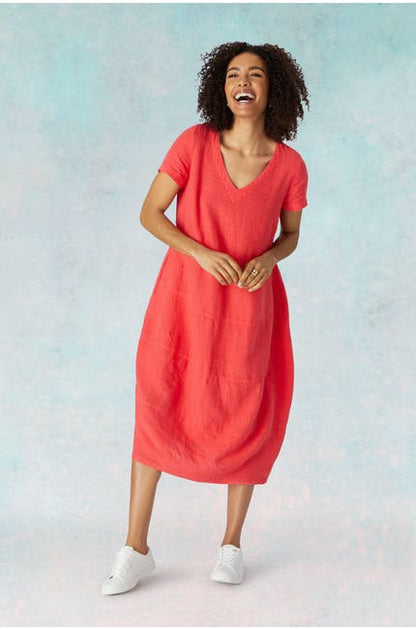 Sahara Linen Panelled Dress Hibiscus