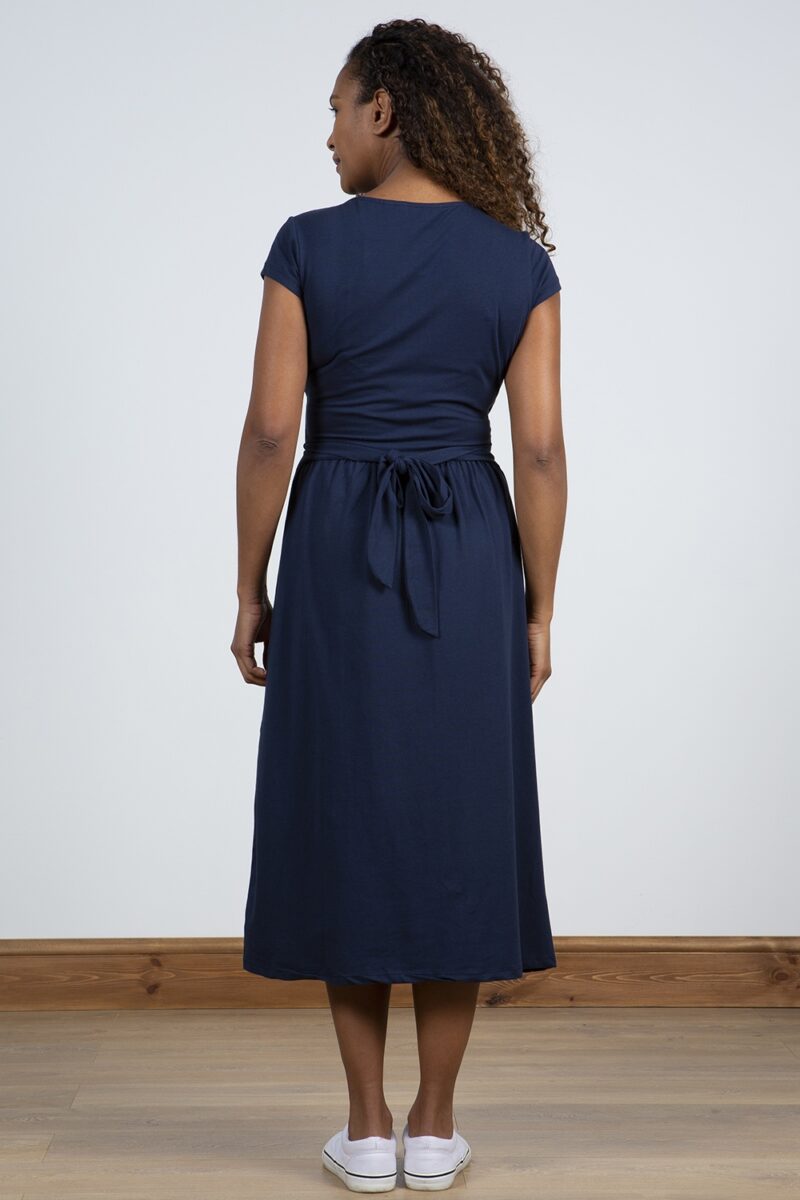 Lily and Me Wrap Midi Dress Plain Navy