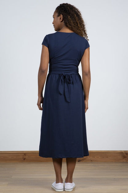Lily and Me Wrap Midi Dress Plain Navy
