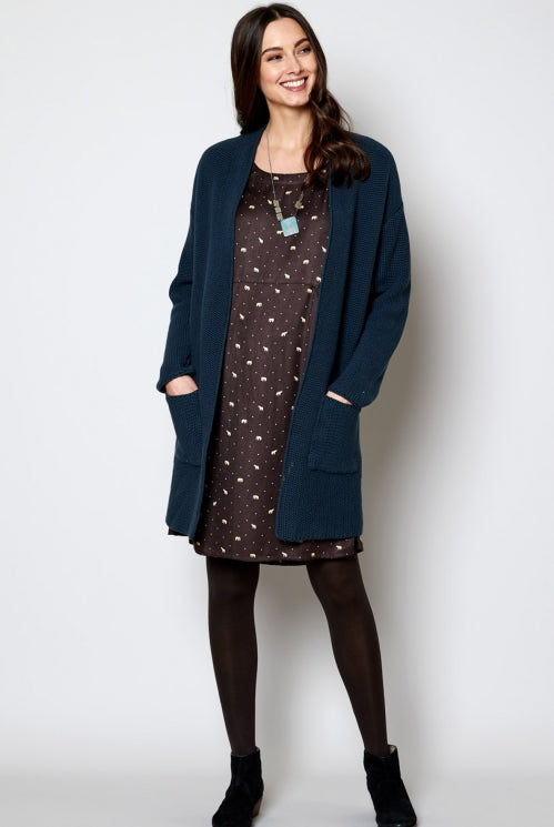 Nomads Long Textured Stitch Cardigan Sea