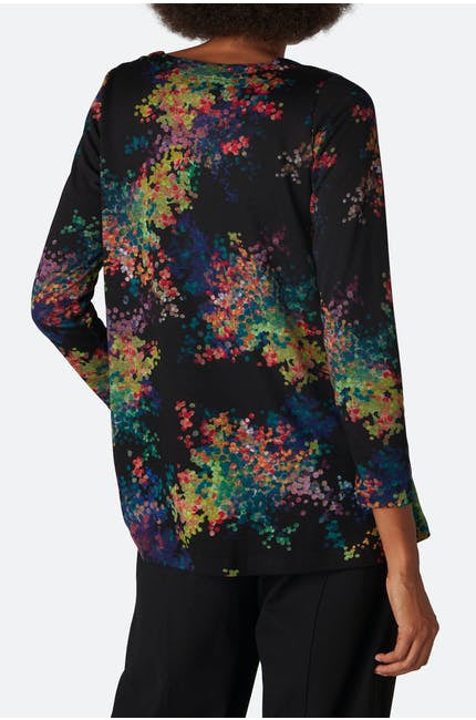 Sahara Colourful Spot Jersey Top Black