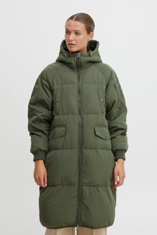 Ichi Bunala Down Coat Thyme Green